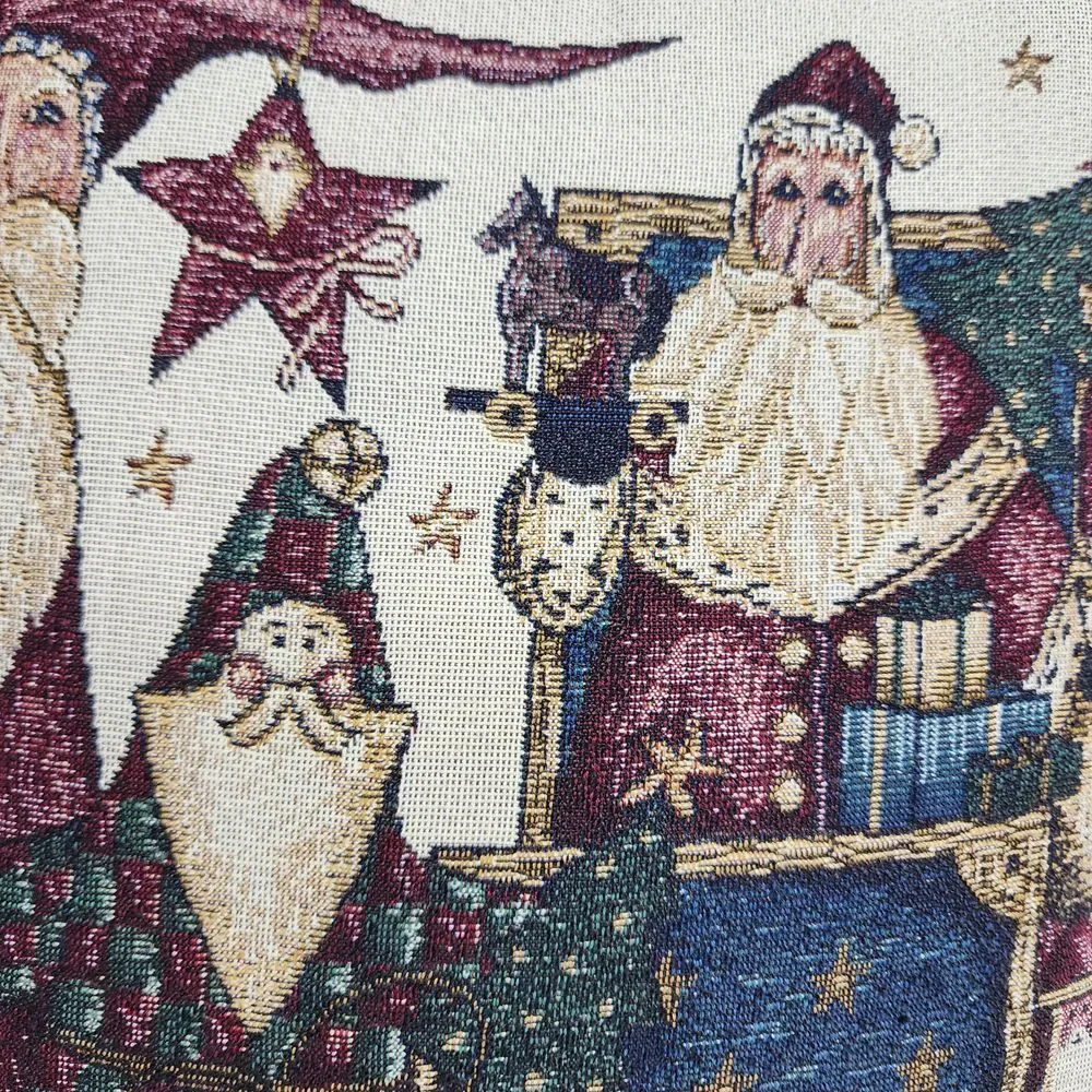 Santa Christmas Pillow Embroidered Cross Stitch Red 17X17‎ Portofino
